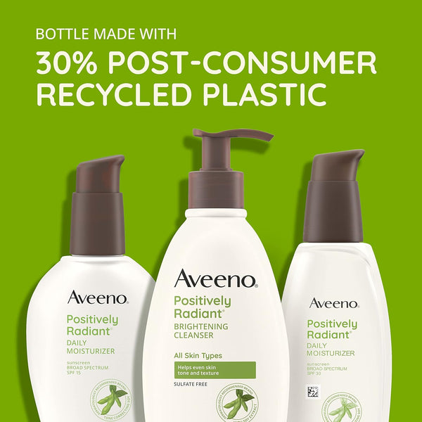 Aveeno Positively Radiant Daily Face Moisturizer with SPF 15 Sunscreen, Hydrating Facial Moisturizer with Soy Extract to Improve Skin Tone and