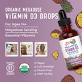 Maryruth Organics Vitamin D3 Liquid Drops | Megadose 4000 IU | USDA Organic Liquid Vitamin D Spray for Adults & Kids | Immune Support & Bone