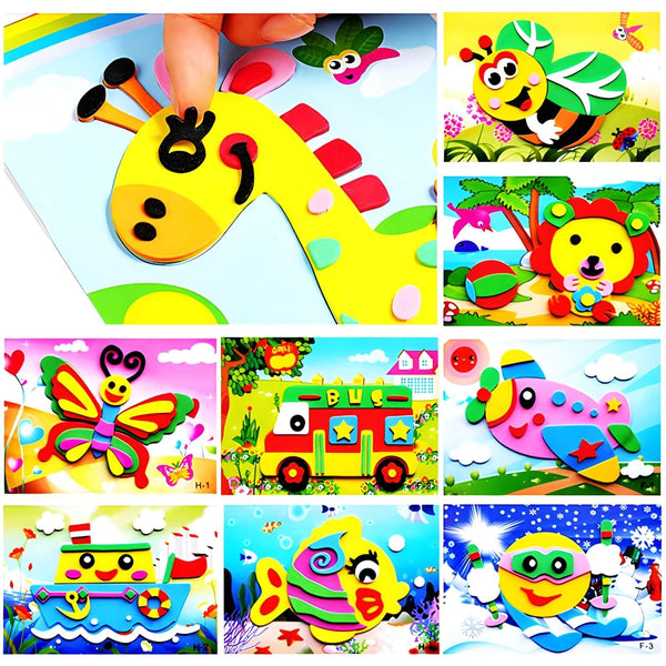 20Pcs 3D EVA Foam Sticker Puzzle Game DIY Cartoon Animal Learning Education Toys for Toddler Kids Art Craft Kits (Kidslove A)