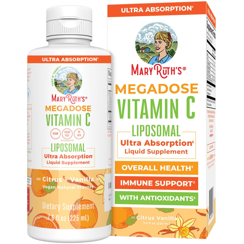 Maryruth Organics Liposomal Vitamin C | Immune Support Supplement | Megadose Vitamin C Supplement 500Mg | Skin Care | Liquid Vitamin C | Vitamin E