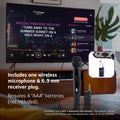 Singing Machine Portable Wireless Microphone (Black) - Premium Unidirectional UHF Wireless Mic for Singing, Speeches & Events - Cordless Mic