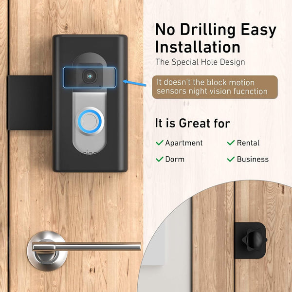 Anti-Theft Video Doorbell Mount,Ahbteym Mount No Drill Bracket Holder Accessories for Apartment Home Rentals Compatible with Ring Video Doorbell