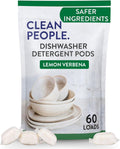 The Clean People Dishwasher Pods - Cuts Grease & Rinses Sparkling Clean - Residue-Free - Phosphate Free Dishwashing Pods - Lemon, 60 Pack