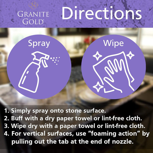 Granite Gold Clean and Shine Spray-Streak-Free Deep Cleaning & Polishing of Granite, Marble, Quartz, 24 Fl Oz (Pack of 1)