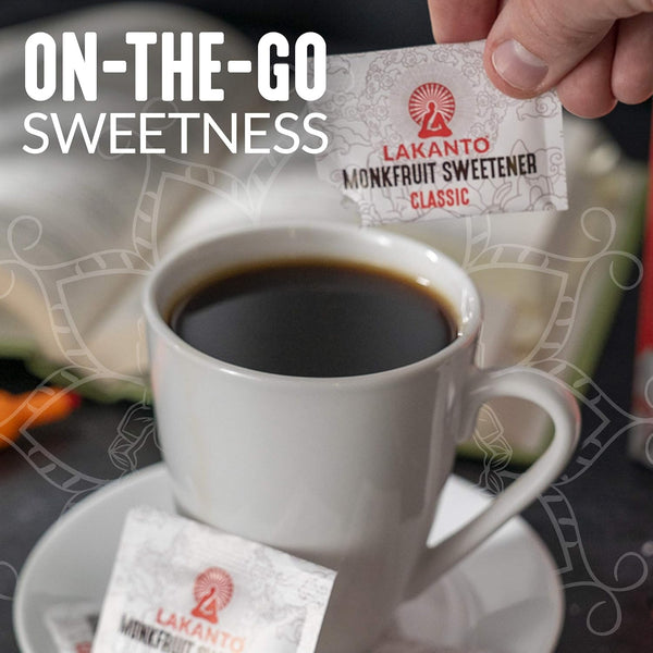 Lakanto Classic Monk Fruit Sweetener with Erythritol Packets - White Sugar Replacement, Zero Net Carbs, Zero Calorie, Sweeten on the Go, Coffee,