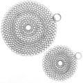 Cast Iron Skillet Cleaner Chainmail,2 Pack Premium Stainless Steel Chain Maille Scrubber for Cast Iron Pans,Stainless Steel,Glassware(7IN &5IN Round)