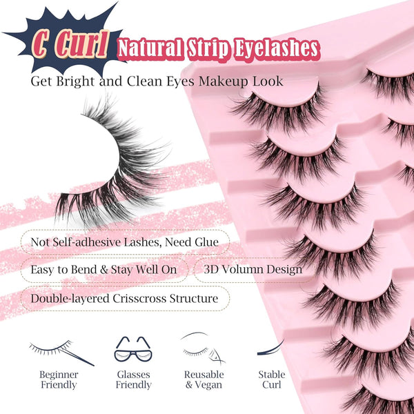 Lashes Natural Cat Eye Lashes Wispy Eyelashes 15Mm False Eyelashes Wispy Lashes 3D Volume Strip Eyelashes Thin Cotton Band Soft Fake Eyelashes
