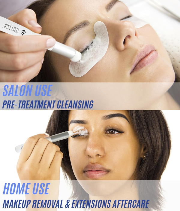 STACY LASH Eyelash Extension Shampoo + Brush / 1.69 fl.oz / 50ml / Eyelid Foaming Cleanser/Wash for Extensions & Natural Lashes/Safe Makeup