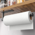 Paper Towel Holder - Self-Adhesive or Drilling, Matte Black Wall Mounted Rack - SUS304 Stainless Steel Kitchen Roll Dispenser under Cabinet