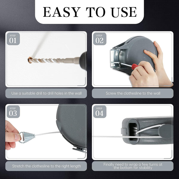 Retractable Clothesline Heavy Duty Retracting Clothes Line Outdoor and Indoor with Durable ABS Shell and 38 Feet Extruded PVC Line,With Lock to