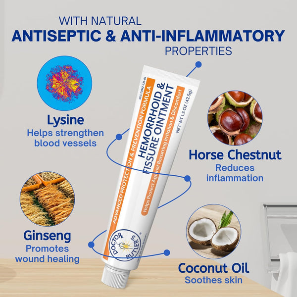 Doctor Butler'S Advanced Hemorrhoid & Fissure Ointment â Lidocaine Hemorrhoid Treatment and Fissure Treatment Extra Strength Formula, Heals and