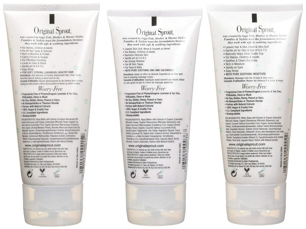 Original Sprout Travel Trio Kit (Deep Conditioner, Baby Cream, and Hair and Body Wash). Safe, Effective, Dermatologist Tested Products Perfect for