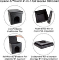 Cat House â Collapsible Multipurpose Small Dog or Cat Ottoman with Footrest, Cushioned Top, and Interior Pillow by PETMAKER (Black)