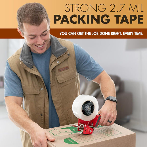 Industrial Grade Clear Packing Tape 12 Rolls - Extra Long 110 Yards per Roll - 2" Wide X 2.7 Mil Thick, Acrylic Adhesive Heavy Duty Tape for Box