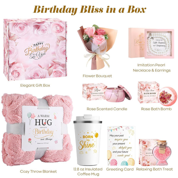 PULIDIKI Birthday Gifts for Women, Birthday Unique Gifts Basket for Women, Thoughtful Birthday Gifts for Mom, Wife, Sister, Best Friend, Her Self