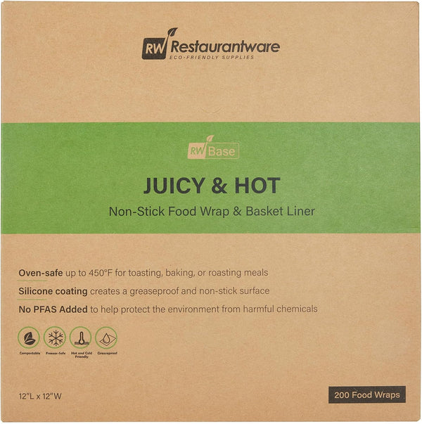Restaurantware-Rw Base 12 Inch Deli Papers, 200 Juicy and Hot Sandwich Wrapping Papers - No Added PFAS, Greaseproof, Kraft Paper Food Basket