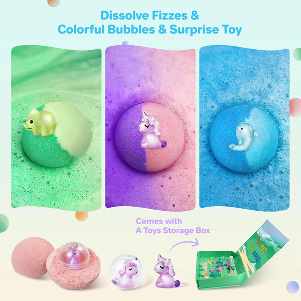 Bath Bombs for Kids with Toys inside - 24 Pack Kids Bath Bombs with Glow in the Dark Bath Surprise Toys Inside, Natural Organic Bubble Bath Fizzy