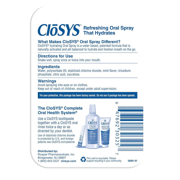 Closys Oral Breath Spray, 0.31 Ounce (3 Count), Mint, Sugar Free, Ph Balanced, Fights Bad Breath