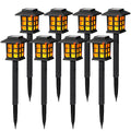GIGALUMI Solar Lights for Outside,8 Pack Flickering Flame LED Solar Outdoor Lights, Waterproof Solar Garden Lights Maintain 10 Hours of Lighting