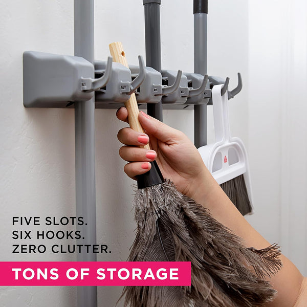 Berry Ave Broom Holder Wall Mount and Garden Tool Organizer, Closet Storage, Kitchen Rack, Home Organization and Garage Organizer for Rake or Mop