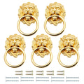 Mgoodoo 5Pcs Drawer Lion Head Pull Handle Knob Dresser Cabinet Pull Ring 1.97X3.54Inch Classical Antique Style Zinc Alloy Handle (Large|Gold)