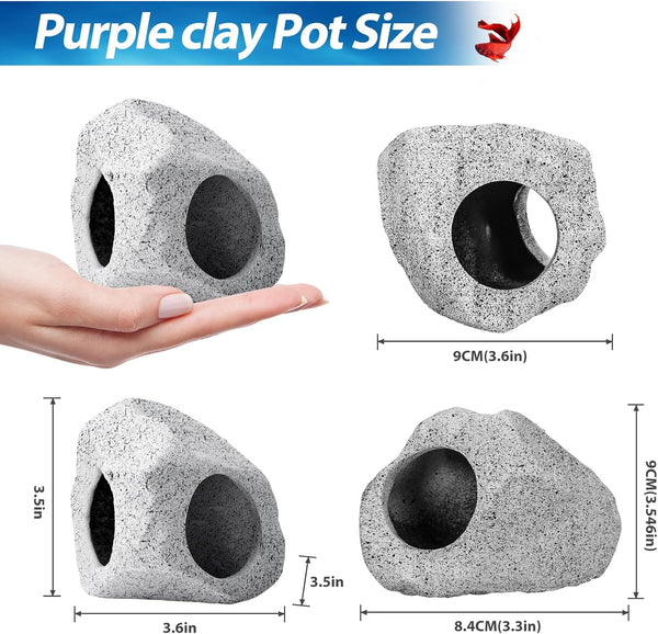 CousDUoBe 10Pcs Aquarium Hideaway Rock Cave Fish Tank Decorations quarium,Betta Toys Hideout Stones House,Safe and Non-Toxic Ceramic Fish Tank