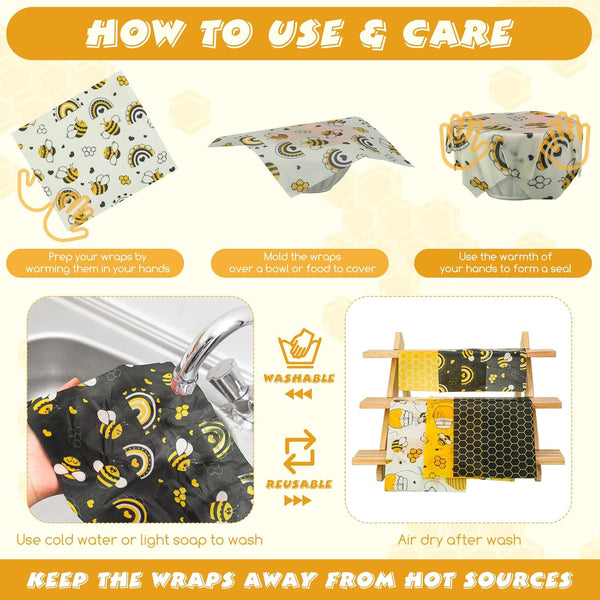 Tranqun 27 Pack Beeswax Wraps for Food Reusable Beeswax Assorted Bread Storage Wrap Fresh Food Keeper for Covering Dishes Sandwich Cheese Fruit