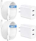 Dayaoncy Compatible with Iphone 16/15 Charger Fast Charging, 20W USB C Wall Charger with 3Pack 10FT USB C to C Cable, Type C to Type C Fast