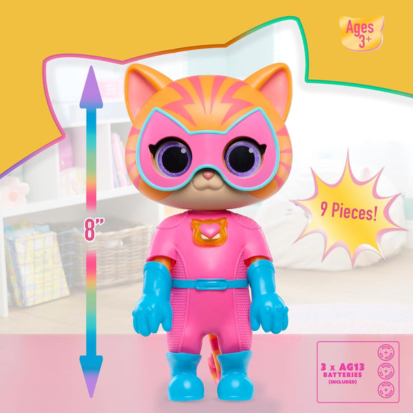 Just Play Disney Junior Superkitties Cat-Tastic Transforming Ginny Lights and Sounds Figure, Kids Toys for Ages 3 Up