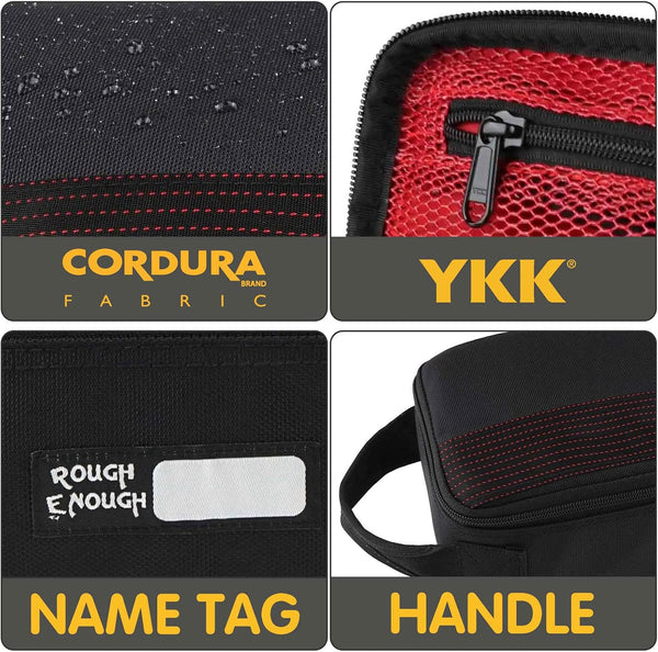 Rough Enough Small Tool Bag Case Portable Box EDC Pouch Organizer with Handle, 12 Inch, Heavy Duty Cordura, Padded Lining, Tech Tactical Gear, Black