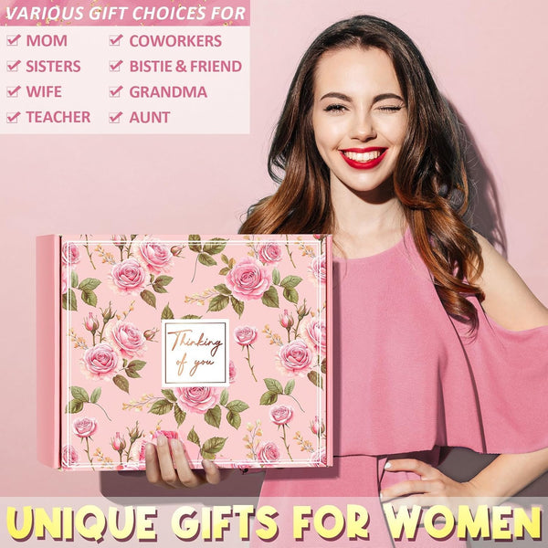 Birthday Gifts for Women Self Care Gifts Get Well Soon Gifts, Rose Relaxing Spa Gifts Basket Care Package W/ Luxury Flannel Blanket 40 Oz Tumbler,