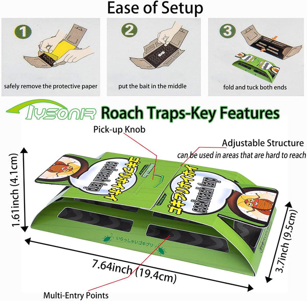 Roach Trap (20Pack) -Cockroach Traps Indoor with Bait,Roach Motel -Child Hild & Pet Friendly