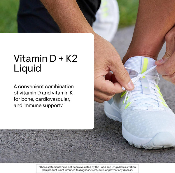 THORNE Vitamin D + K2 Liquid with a Metered Dispenser - Vitamins D3 and K2 to Support Healthy Bones and Muscles* - 1 Fl Oz (30 Ml) - 600 Servings