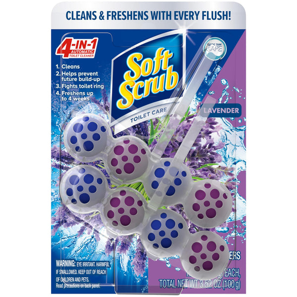 Soft Scrub 4-In-1 Rim Hanger Toilet Bowl Cleaner, Lavender, 2 Count