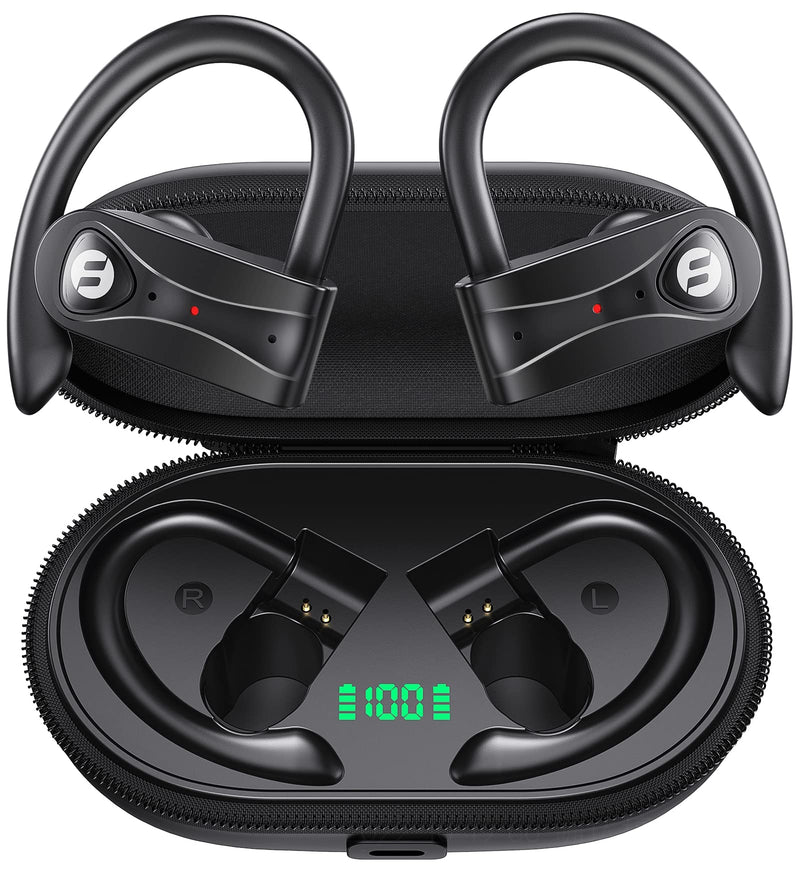 Wireless Earbuds 4 Mic Clear Call Bluetooth Headphones Wireless Charging Case Stereo Bass Sound 60H Playtime over Ear Earphones LED Digital