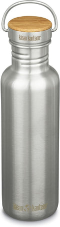 Klean Kanteen 27 Oz Reflect Water Bottle with Bamboo Cap - Reusable Water Bottle - Bpa-Free - Made with Stainless Steel & Food-Grade Silicone -