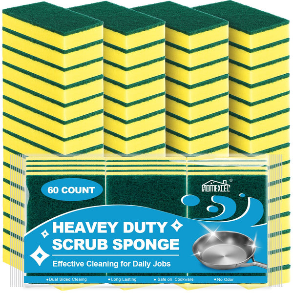 HOMEXCEL Heavy Duty Scrub Sponges Kitchen 10 Count, Extra-Large Sponges for Cleaning Kitchen and Household, Dish Scrubber for Washing Dishes, Pots