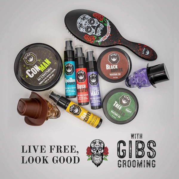 GIBS Signatur Series Skull Hair & Tattoo Oil (Skull Jars) - Softens & Strengthens Beard Growth, Moisturizes Skin