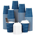 JOLLY CHEF 100 Pack Disposable Coffee Cups, 12oz To Go Paper Coffee Cups with Lids and Stirrers for Hot Beverage 12oz-100 Pack