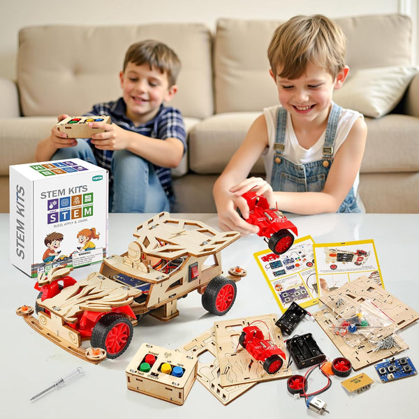 STEM Kits for Kids Ages 8-10, Remote Control Car Model Building Kit for Boys 8-12, Wooden 3D Puzzles 8-13, Wood Science Crafts Projects, STEM Toys