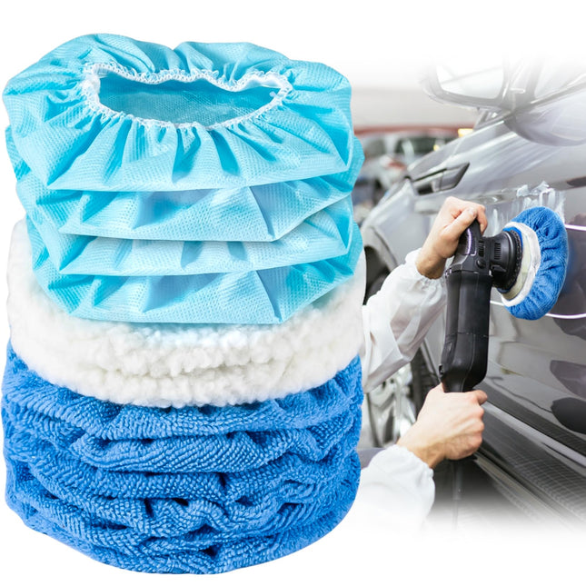 Sukh 12PCS Car Buffing Pads - Car Polishing Bonnet Pad Buffing Pads 5 to 6 Inches Microfiber Polish Pads Orbital Buffer 