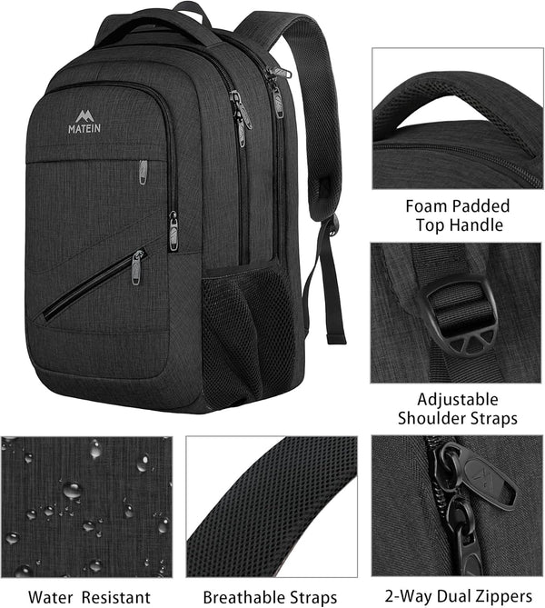 MATEIN 15.6 Inch Backpack for Men Women, Professional Business Laptop Backpack with Multiple Organization Pockets, Water Resistant Casual Daypack