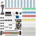 Basic Starter Kit for Arduino Project,Breadboard, Power Supply, Jumper Wires, Resistors, LED, Electronic Fun Kit Compatible with Arduino R3