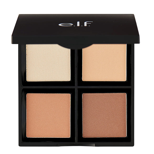 e.l.f. Contour Palette, 4 Shades, Customizable, Easy to Apply, Sculpts, Shades, Brightens, Light/Medium, Infused with Vi