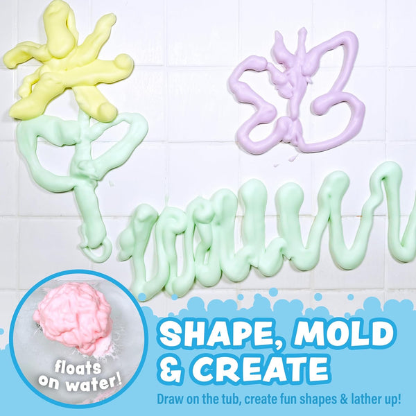 Tub Works® Fluffy Foam Soap, Variety 6 Pack | Shape, Mold & Create Bath Art with Soft Bath Foam for Kids | Gentle, Cleansing Kids Bath Soap |