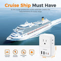 USB Wall Charger, TESSAN Wall Plug Adapter Outlet Extender, 3 Charger Block (1 USB C Port), Multi Charging Station for Cruise, Bathroom, Office,