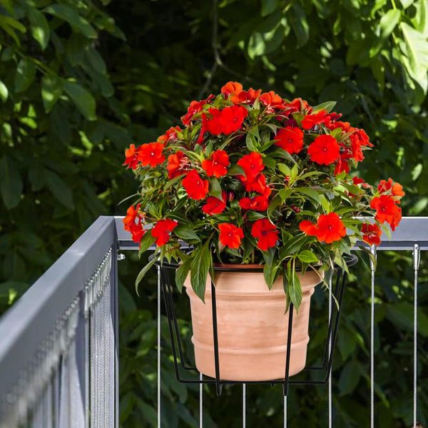 TQVAI 10 Inch Railing Planter - Fit for 1.5 to 3.5 Inches Railing - Adjustable Hanging Planters Outdoor Balcony Deck Flower Pot Holder Metal