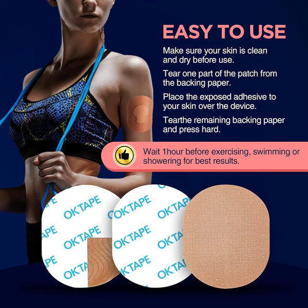 OK TAPE Adhesive Patches for MEDTRONIC Guardian and Other Sensor, Waterproof & Sweatproof CGM Patches, Long Last Sensor Patches 15 PCS, Beige