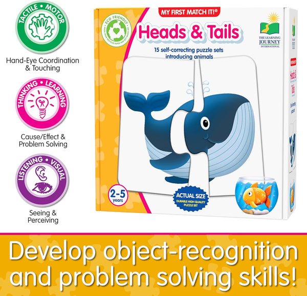 The Learning Journey: My First Match It! - Head and Tails - 15 Self-Correcting Animal Memory Matching Puzzles Games - Educational Activities for