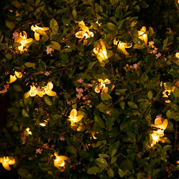 Solar Bee String Lights Outdoor 31FT 50 LED Honeybee Fairy Lights with 8 Lighting Modes, Waterproof Solar Bumble Bee for Patio Yard Garden Grass
